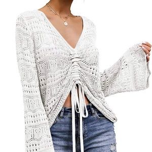 Women’s White Adjustable Knit Sweater